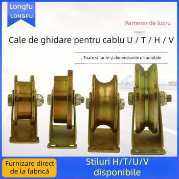 Roată pentru ușă glisantă - îngroșată, cu două roți, tipuri T/U/H, ghidaj cablu din oțel