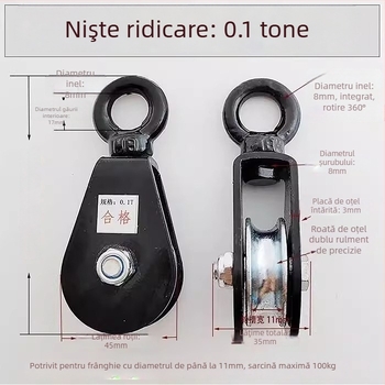 Rulment de ridicare cu cârlig — Roată mică cu cârlig pentru funie manuală, pentru cablu suspendat în seră (Brand: Pulley)