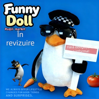 Pinguin pluș - Design abstract, pluș de înaltă calitate, umplutură PP bumbac, potrivit pentru 7–14 ani, unisex