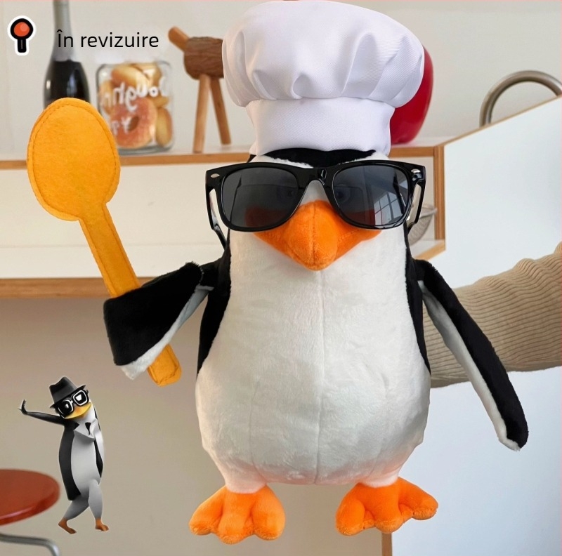 Pinguin pluș - Design abstract, pluș de înaltă calitate, umplutură PP bumbac, potrivit pentru 7–14 ani, unisex