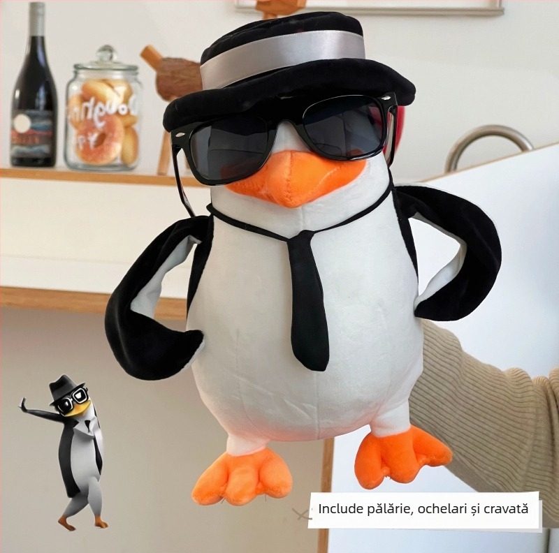 Pinguin pluș - Design abstract, pluș de înaltă calitate, umplutură PP bumbac, potrivit pentru 7–14 ani, unisex