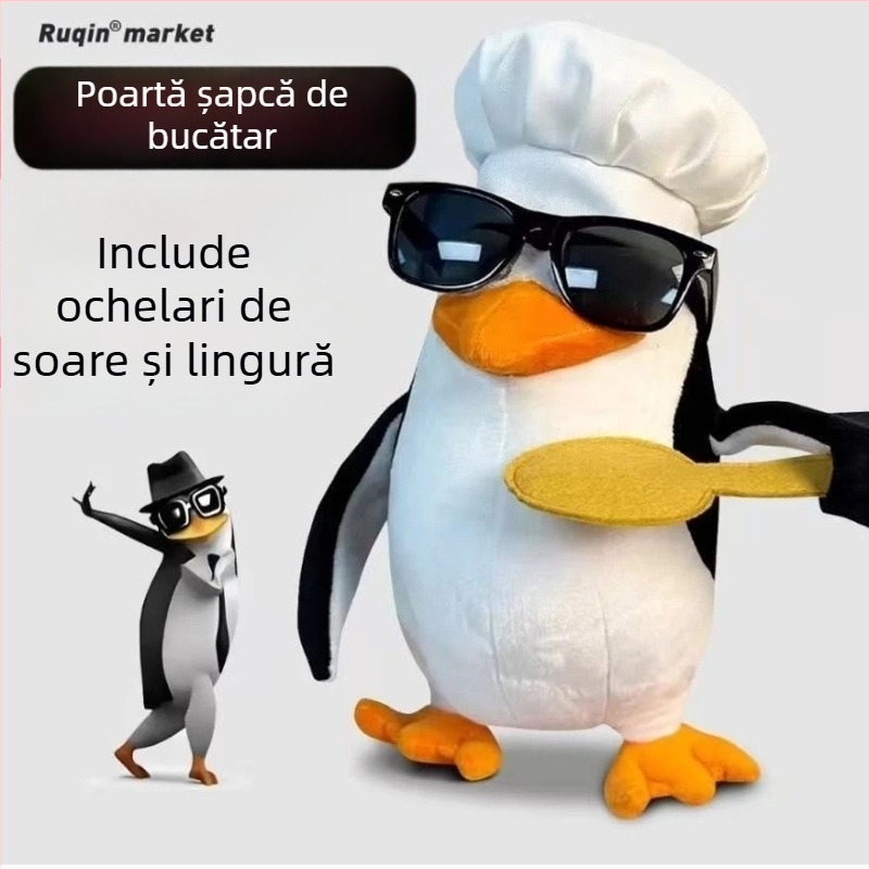 Pinguin pluș - Design abstract, pluș de înaltă calitate, umplutură PP bumbac, potrivit pentru 7–14 ani, unisex