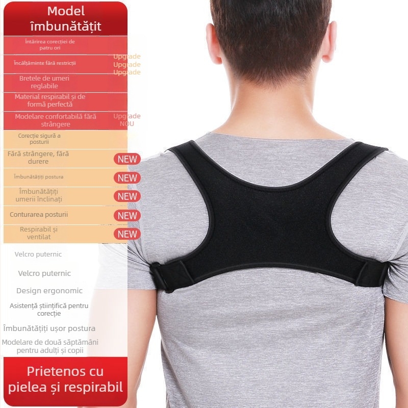 Curea de corectare a posturii pentru spate, pentru adulți și copii, cu susținere a spatelui