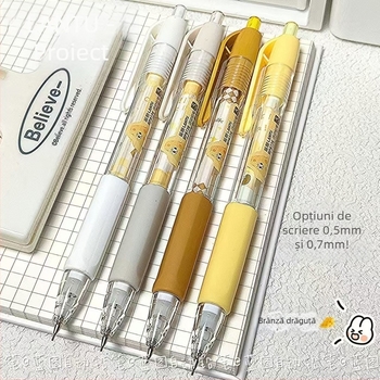 Creion mecanic cu temă de brânză, design animat, mecanism de apăsare, carcasă metalică, potrivit pentru elevi