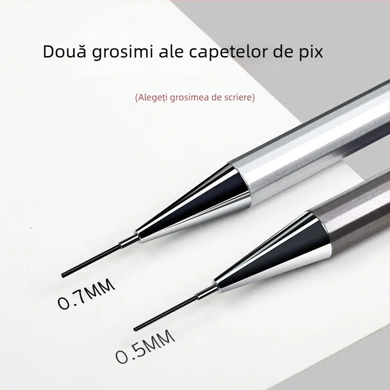 Creion mecanic cu temă de brânză, design animat, mecanism de apăsare, carcasă metalică, potrivit pentru elevi