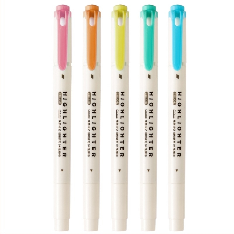 Markeri de evidențiere cu două capete pentru studiu - vârf rotund, carcasă din plastic, pachet de 5 bucăți, model 9514