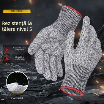 Mănuși rezistente la tăiere HPPE și sârmă de oțel, cu ecran tactil — rezistente la uzură, înaltă rezistență, pentru sticlă, industrie, procesarea cărnii, construcții
