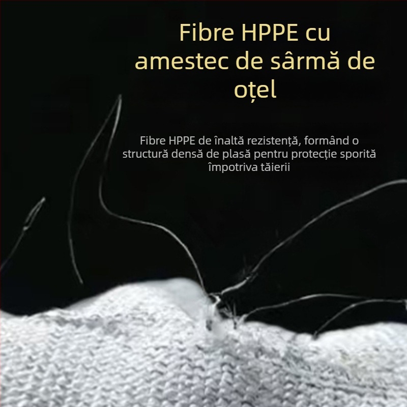 Mănuși rezistente la tăiere HPPE și sârmă de oțel, cu ecran tactil — rezistente la uzură, înaltă rezistență, pentru sticlă, industrie, procesarea cărnii, construcții
