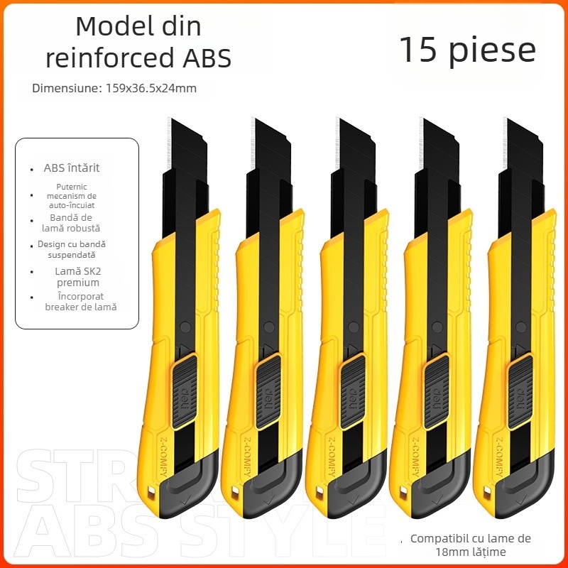 Cuțit de artă Deli DL018 din oțel aliat, lamă 0,5×18×100 mm, 70 g