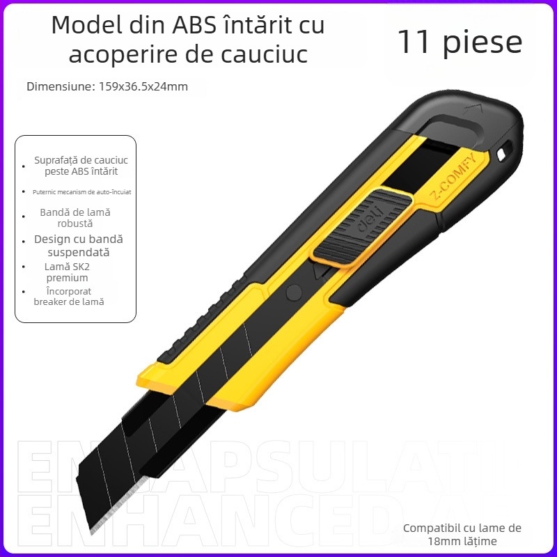 Cuțit de artă Deli DL018 din oțel aliat, lamă 0,5×18×100 mm, 70 g