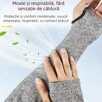 Manșon anti-tăiere pentru braț – nivel 5, respirabil, rezistent la uzură, protecție împotriva zgârieturilor și tăierii cu cuțitul, HPPE/Nylon/Nitril/TPR