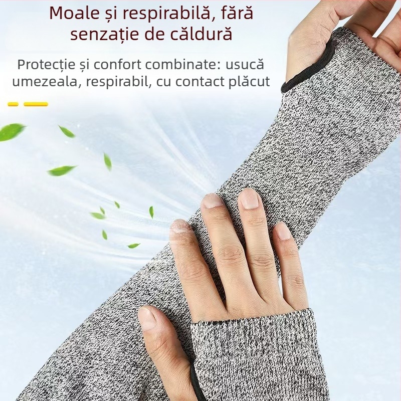 Manșon anti-tăiere pentru braț – nivel 5, respirabil, rezistent la uzură, protecție împotriva zgârieturilor și tăierii cu cuțitul, HPPE/Nylon/Nitril/TPR