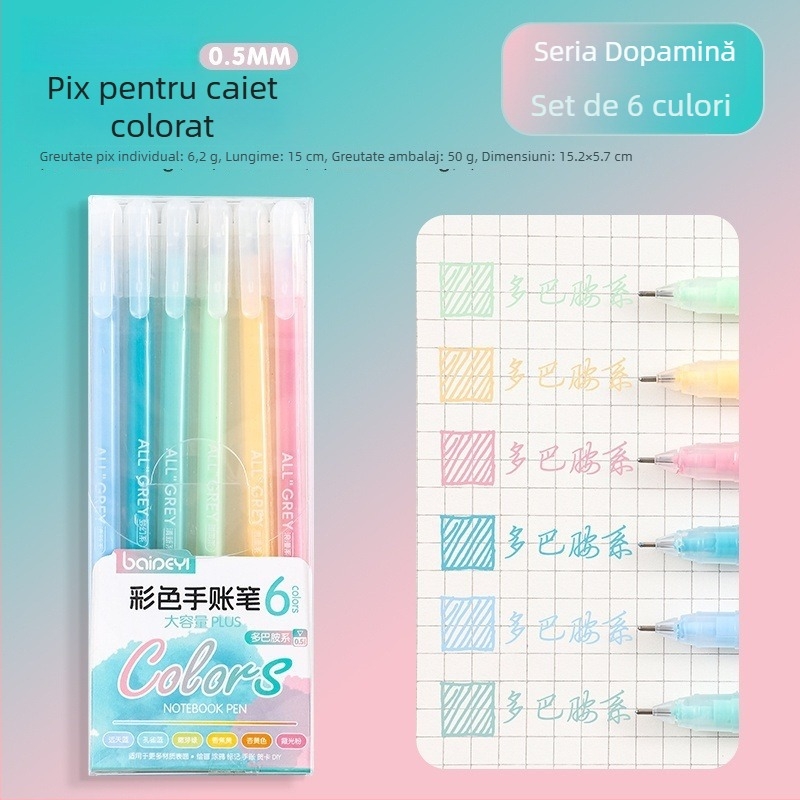 Marker acrilic pentru evidențiere pentru elevi, corp din plastic, pachet de 6 buc., vârf unic, nu se poate șterge