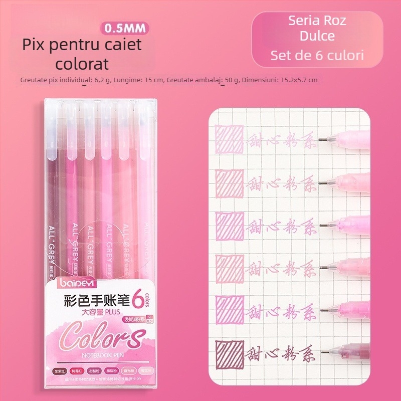 Marker acrilic pentru evidențiere pentru elevi, corp din plastic, pachet de 6 buc., vârf unic, nu se poate șterge