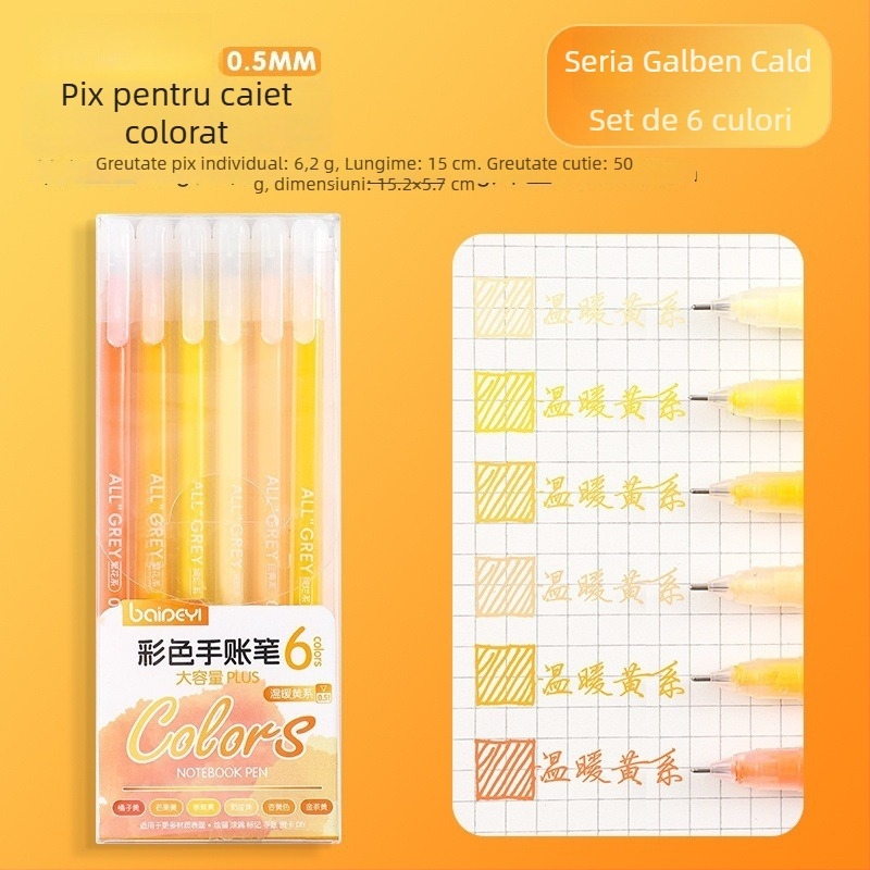 Marker acrilic pentru evidențiere pentru elevi, corp din plastic, pachet de 6 buc., vârf unic, nu se poate șterge