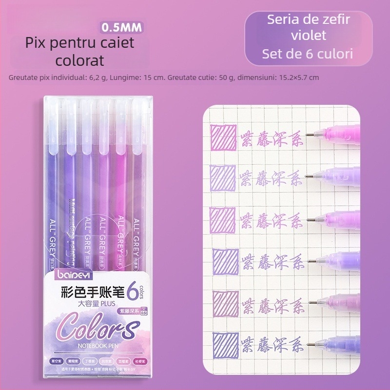 Marker acrilic pentru evidențiere pentru elevi, corp din plastic, pachet de 6 buc., vârf unic, nu se poate șterge