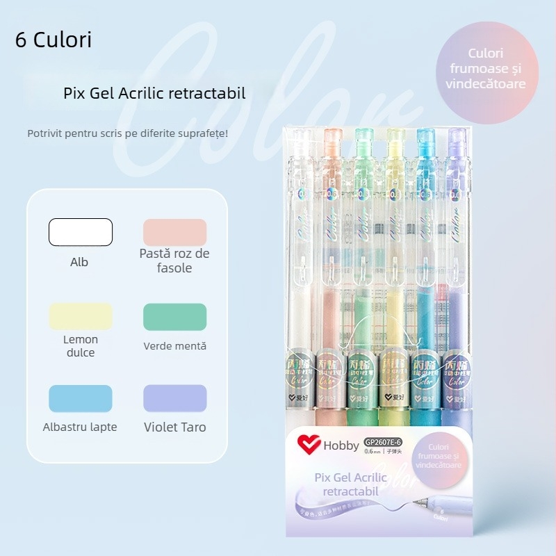 Marker acrilic pentru evidențiere pentru elevi, corp din plastic, pachet de 6 buc., vârf unic, nu se poate șterge