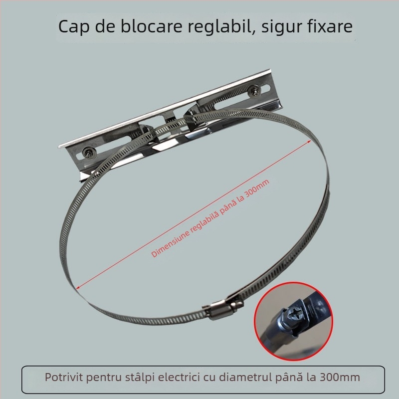 Suport circular pentru stâlp electric, oțel inoxidabil, pentru stâlp de iluminat stradal și cutie etanșă