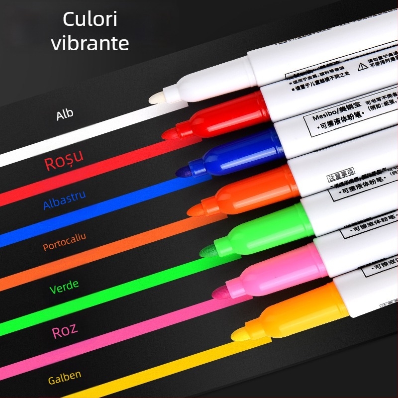 Markere ștergătoare pentru tablă albă, pe bază de apă, carcasă din plastic, lățime linie 2, pentru pictură