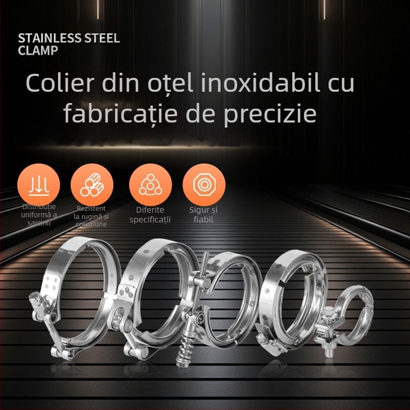 Colier din oțel inoxidabil pentru conducta de evacuare auto, canelură în V, tip greu, compensator Hwkg/Hengwei