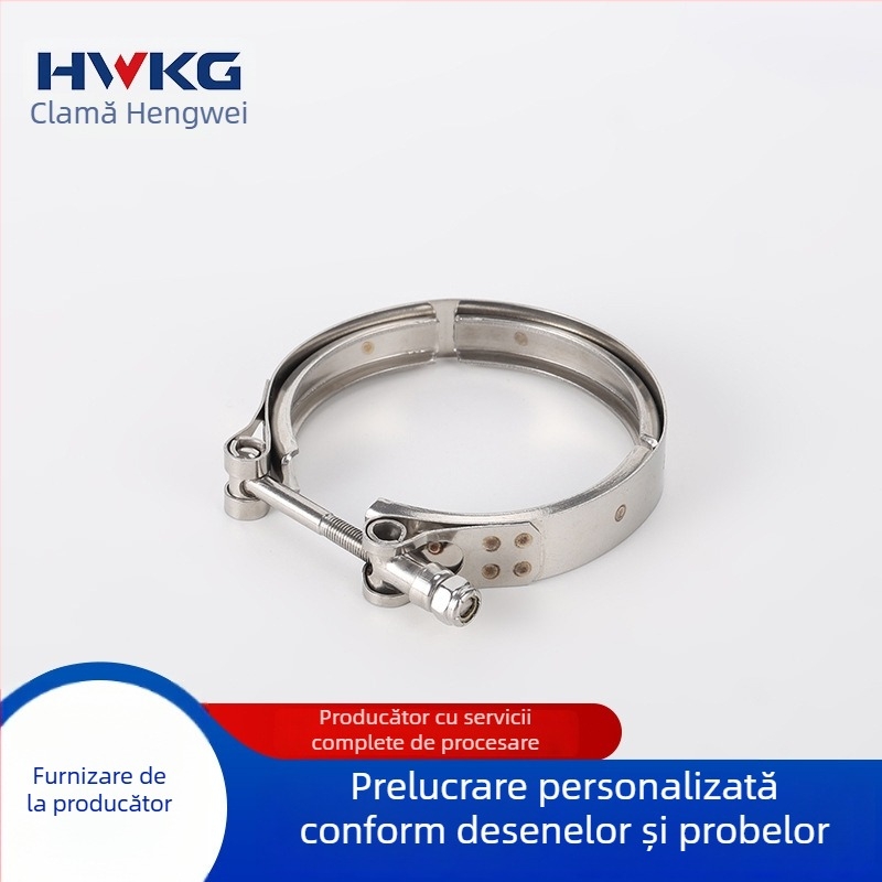 Colier din oțel inoxidabil pentru conducta de evacuare auto, canelură în V, tip greu, compensator Hwkg/Hengwei