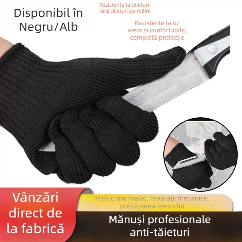 Mănuși anti tăiere, îngroșate, protecție nivel 5, fibră de polietilenă, pentru uz în fabrici
