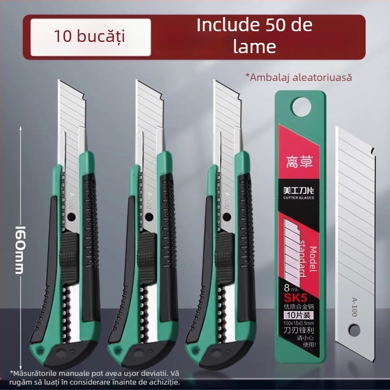 Set de 20 de cuțite utilitare cu lame din oțel inoxidabil pentru tăierea tapetului, a hârtiei și deschiderea cutiilor