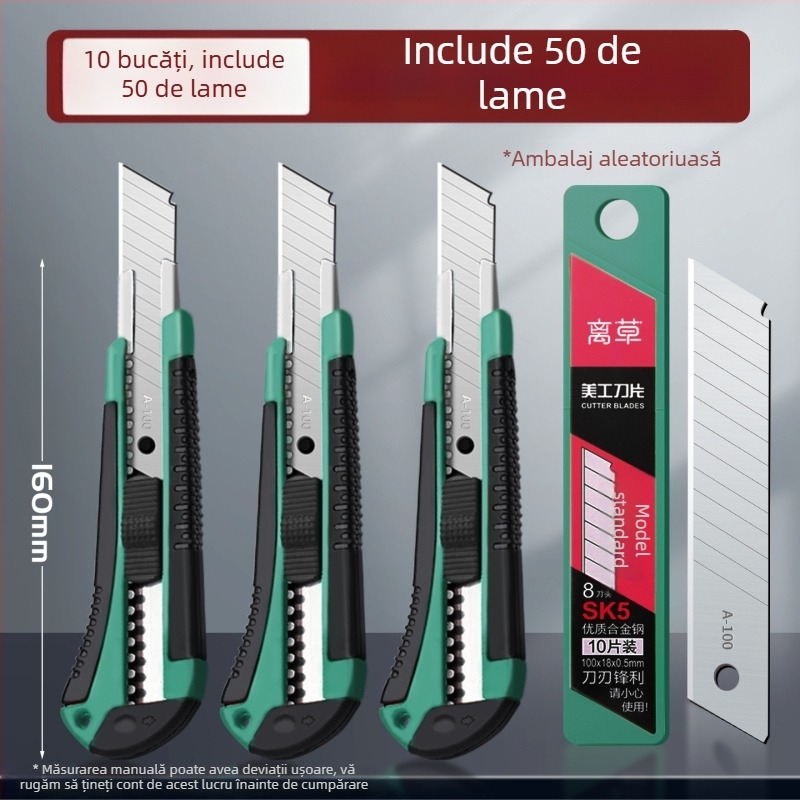 Set de 20 de cuțite utilitare cu lame din oțel inoxidabil pentru tăierea tapetului, a hârtiei și deschiderea cutiilor