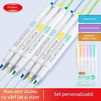 Set marker cu vârf dublu, 6 bucăți, model 556, carcasă din plastic