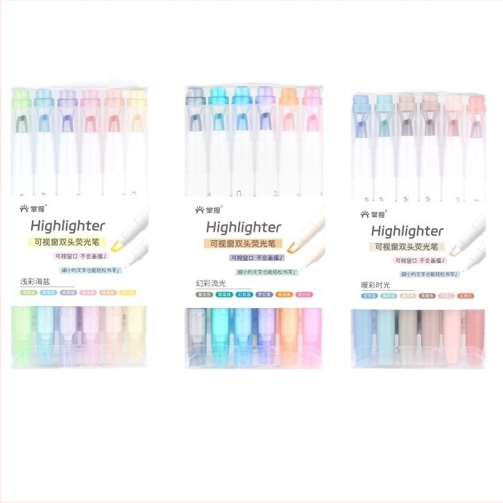 Set marker cu vârf dublu, 6 bucăți, model 556, carcasă din plastic