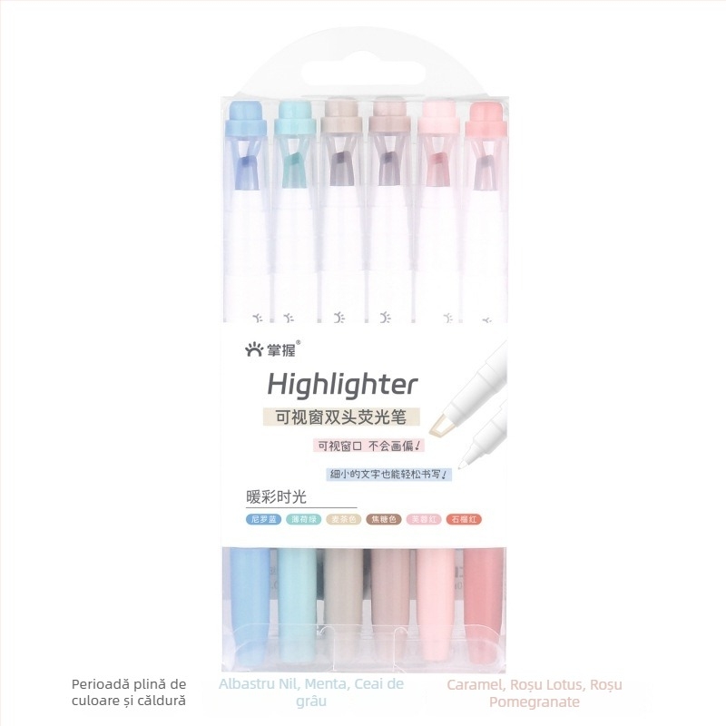 Set marker cu vârf dublu, 6 bucăți, model 556, carcasă din plastic