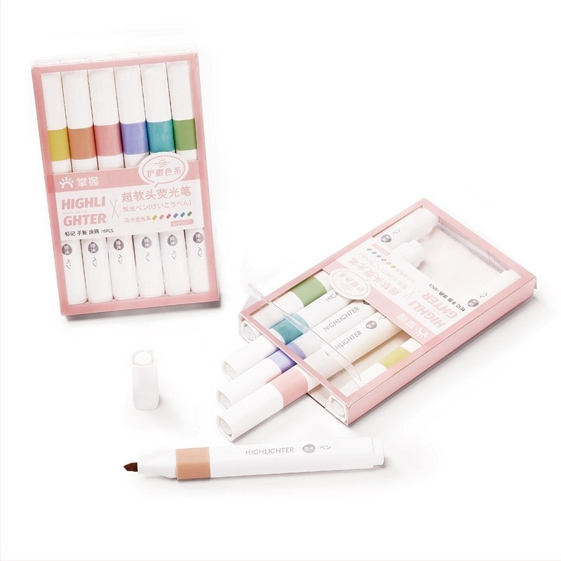 Set marker cu vârf dublu, 6 bucăți, model 556, carcasă din plastic