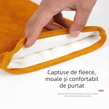 Mănuși de sudură – Piele de vită, îngroșate, fără cusături, rezistente la abraziune și la temperaturi înalte, protecție pentru sudori