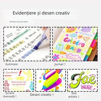 Touchmark Marker dublu vârf pentru evidențiere, corp din plastic, TK-DSYGB, erasabil, pentru elevi