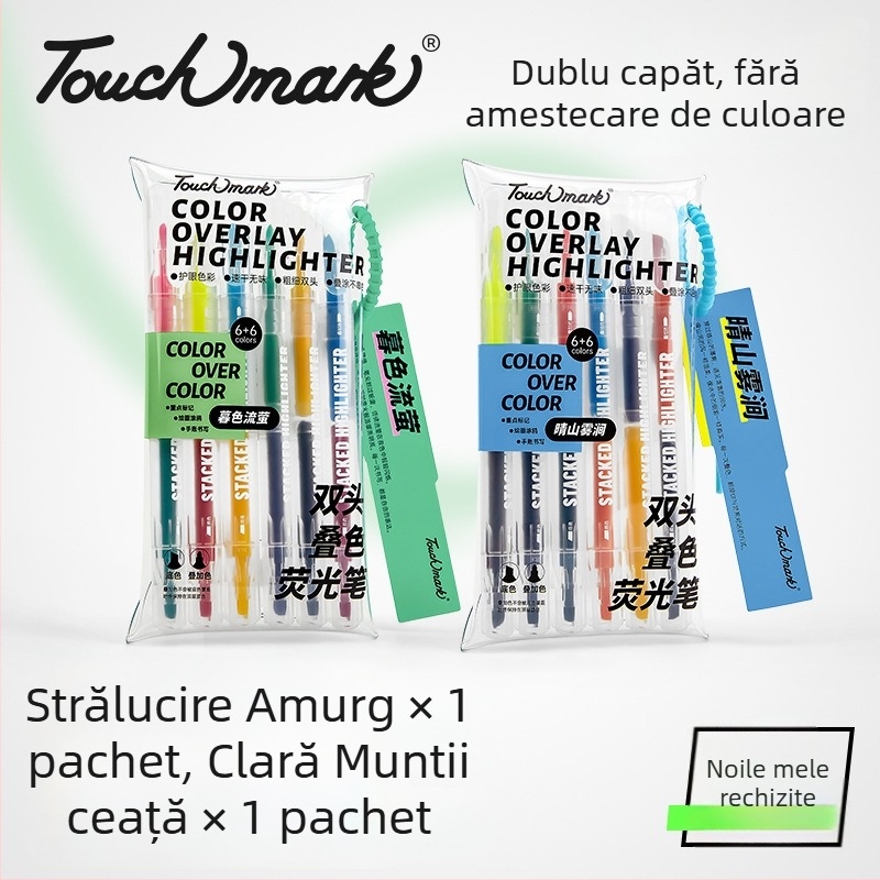 Touchmark Marker dublu vârf pentru evidențiere, corp din plastic, TK-DSYGB, erasabil, pentru elevi