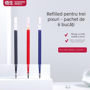 Wusheng cartuș plastic pentru compas cu afișaj digital – 0,5 mm, set de 3 refills pentru pix Penguin și Chubby Bear