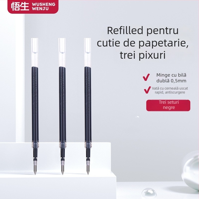 Wusheng cartuș plastic pentru compas cu afișaj digital – 0,5 mm, set de 3 refills pentru pix Penguin și Chubby Bear