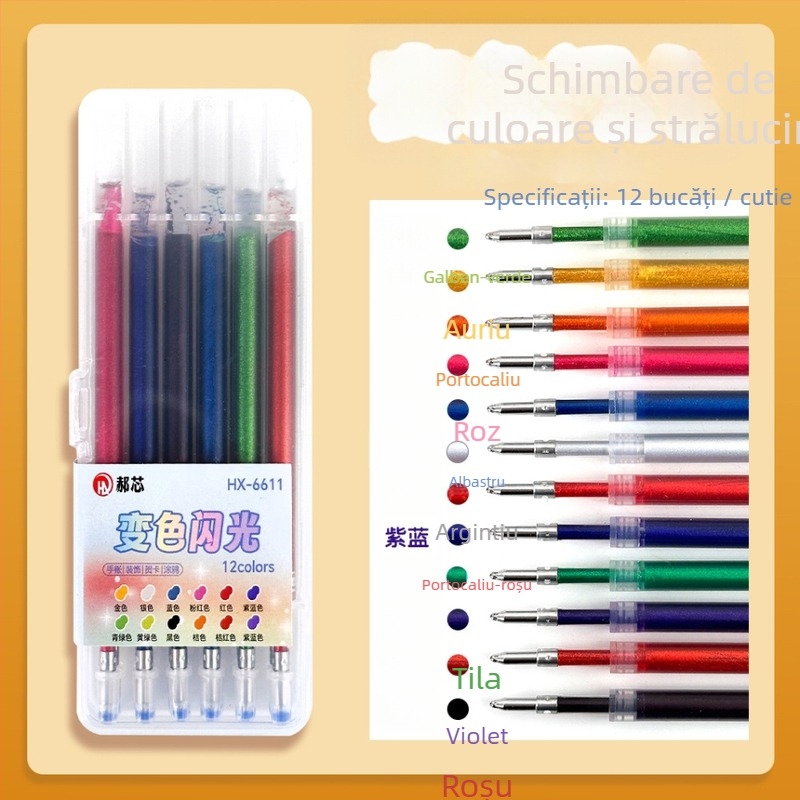 Refil pentru stilou gel, 0,7 mm, corp din plastic, ambalaj în cutie, brand Hundred Gold, potrivit pentru desen manual