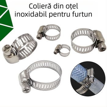 Colier furtun din oțel inoxidabil, stil american, conexiune gaz; Diametru nominal: așa cum este arătat în poză; Diametru de fixare: așa cum este arătat în poză