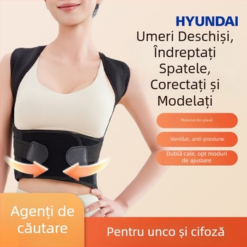 HYUNDAI Centură de corecție a posturii, cu umeri deschiși, respirabilă, anti-cifoze, potrivire universală, model HD-H-1BK2