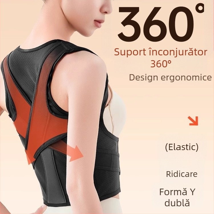 HYUNDAI Centură de corecție a posturii, cu umeri deschiși, respirabilă, anti-cifoze, potrivire universală, model HD-H-1BK2