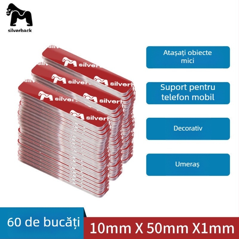 Bandă dublu adezivă nano, vâscozitate mare, transparentă, bucăți mici, aderență puternică pentru mașină și casă