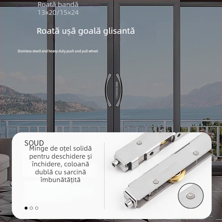 Roată inferioară pentru uși glisante de balcon, din oțel cu carbon, model H20230422, brand Shouli, pentru uși și ferestre, stil minimalist modern.