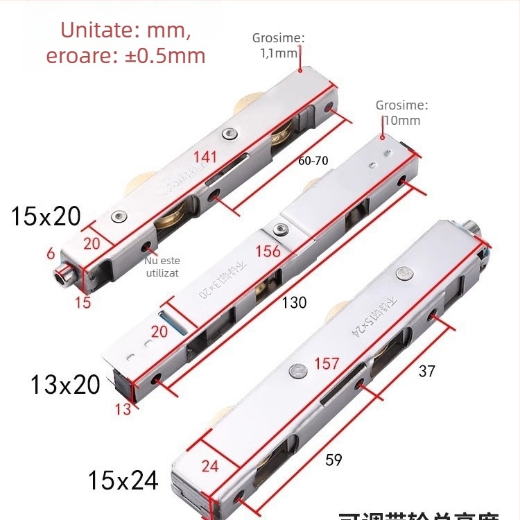 Roată inferioară pentru uși glisante de balcon, din oțel cu carbon, model H20230422, brand Shouli, pentru uși și ferestre, stil minimalist modern.