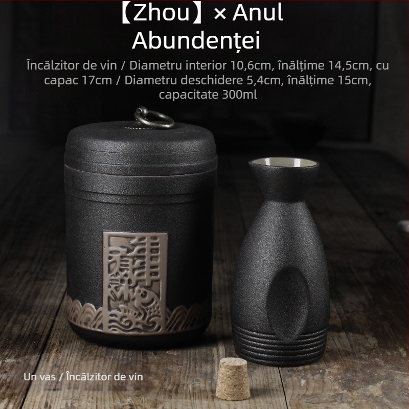 Set de încălzire vin cu oală și pahare — Shengsheng Brand, stil modern simplu, logo imprimat, pentru vin, stil chinezesc Anul Nou
