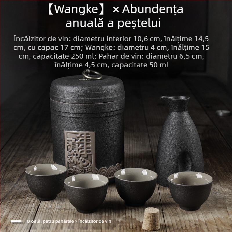 Set de încălzire vin cu oală și pahare — Shengsheng Brand, stil modern simplu, logo imprimat, pentru vin, stil chinezesc Anul Nou