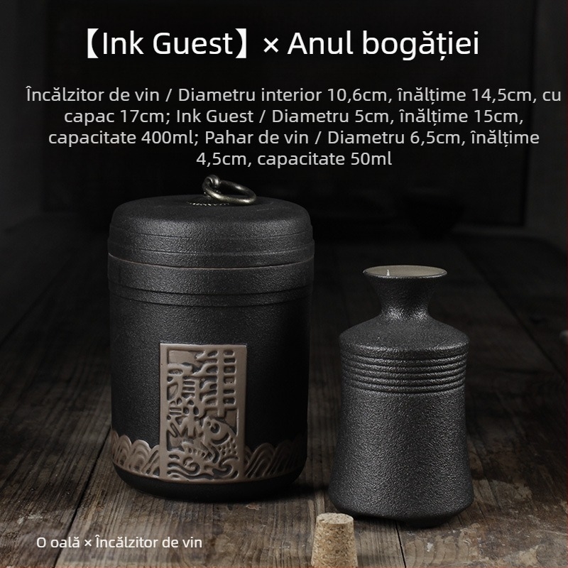 Set de încălzire vin cu oală și pahare — Shengsheng Brand, stil modern simplu, logo imprimat, pentru vin, stil chinezesc Anul Nou