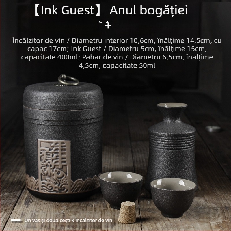 Set de încălzire vin cu oală și pahare — Shengsheng Brand, stil modern simplu, logo imprimat, pentru vin, stil chinezesc Anul Nou