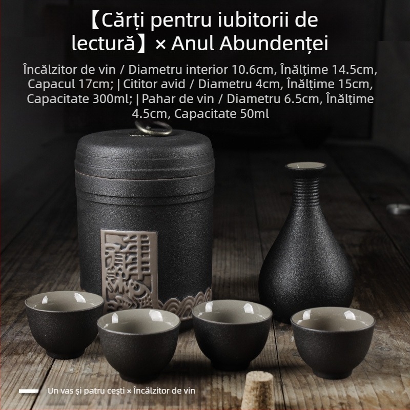 Set de încălzire vin cu oală și pahare — Shengsheng Brand, stil modern simplu, logo imprimat, pentru vin, stil chinezesc Anul Nou