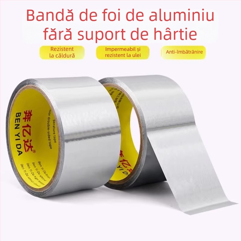 Bandă din folie de aluminiu fără substrat, rezistentă la temperaturi înalte, impermeabilă, pentru protecție exterioară și înfășurare a conductelor metalice